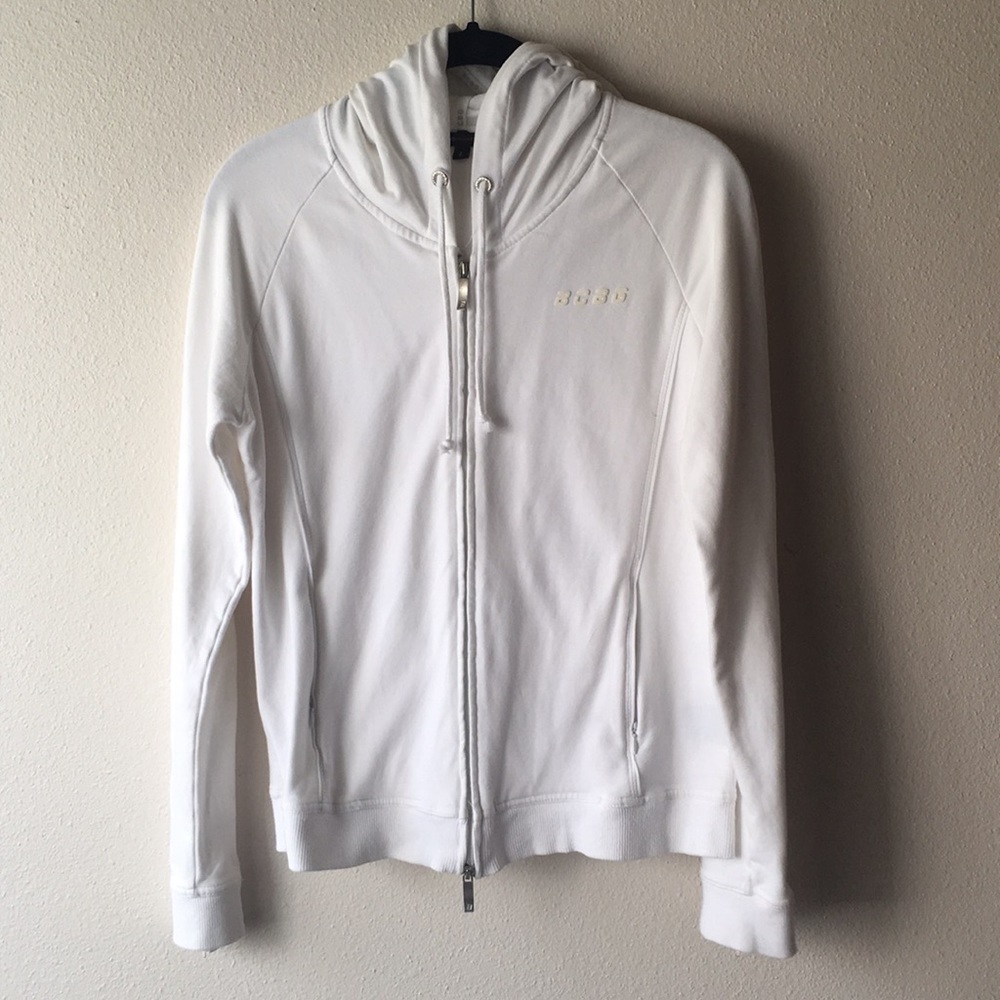 bCbG white zip up sweatshirt